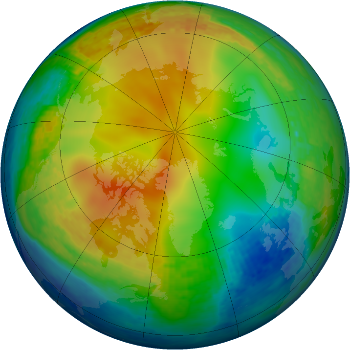 Arctic ozone map for 03 January 2004